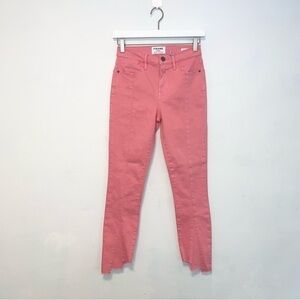 Frame Le High Skinny Asymmetric Hem Jeans In Dusty Rose size 26 NWT Sample